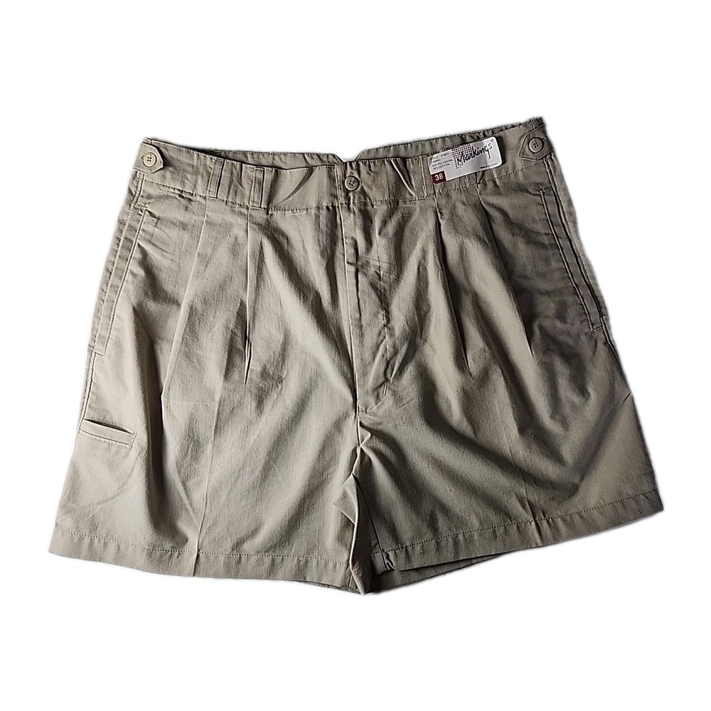 NWT Vintage Markings Classic Front Pleated Shorts Tan Mens 38W Stylish Sharp New